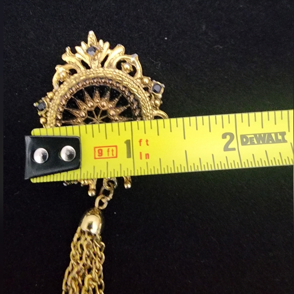 SE24 Denise Gold and Black Pendant with Tassel - Picture 3 of 9